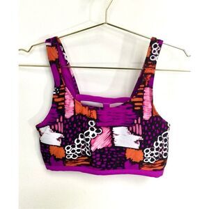 YMI Womens Purple Black Geometric Cut-Out Padded Scoop Neeck Sports Bra Medium